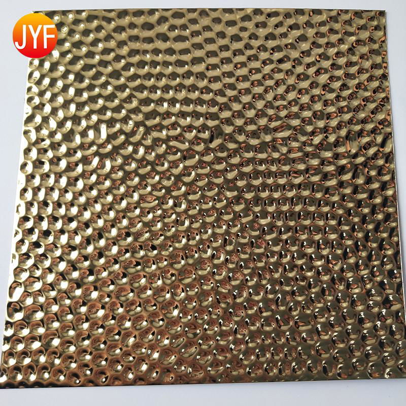 Titanium gold Embossed mirror polished stainless steel sheet