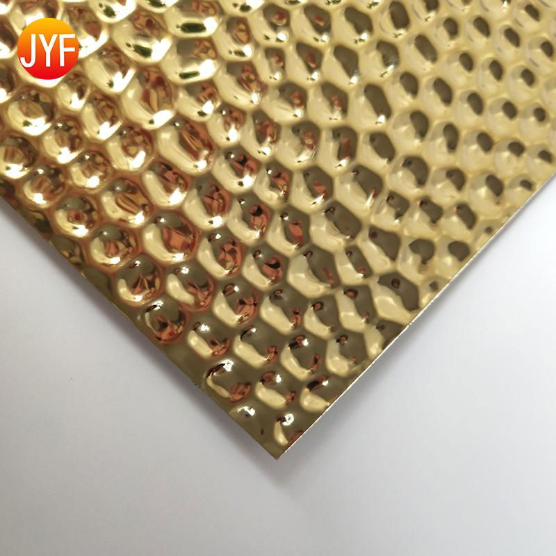 Titanium gold Embossed mirror polished stainless steel sheet 2