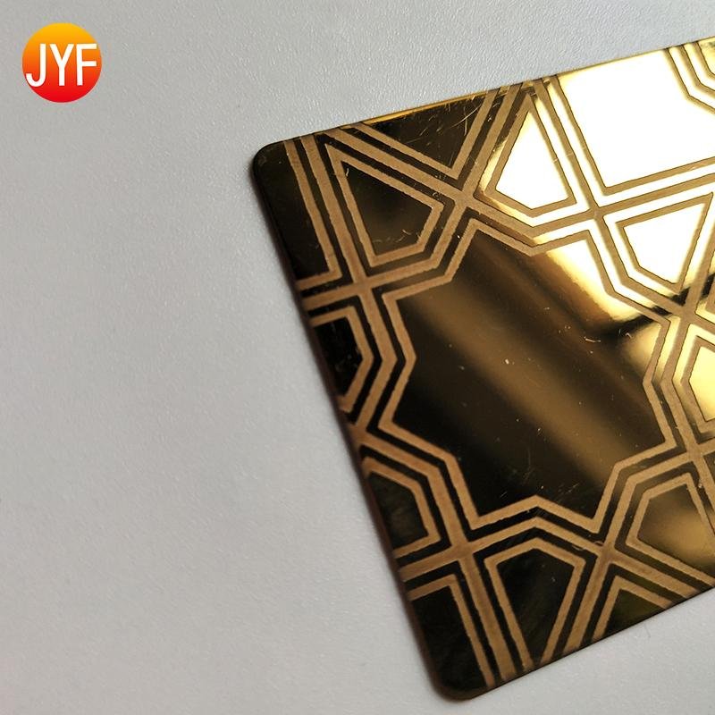 Titanium gold embossed mirror polished stainless steel decorative sheet 2