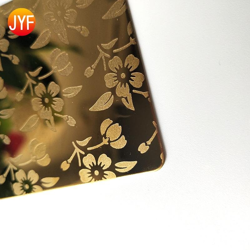 Titanium gold embossed mirror polished stainless steel decorative sheet 3