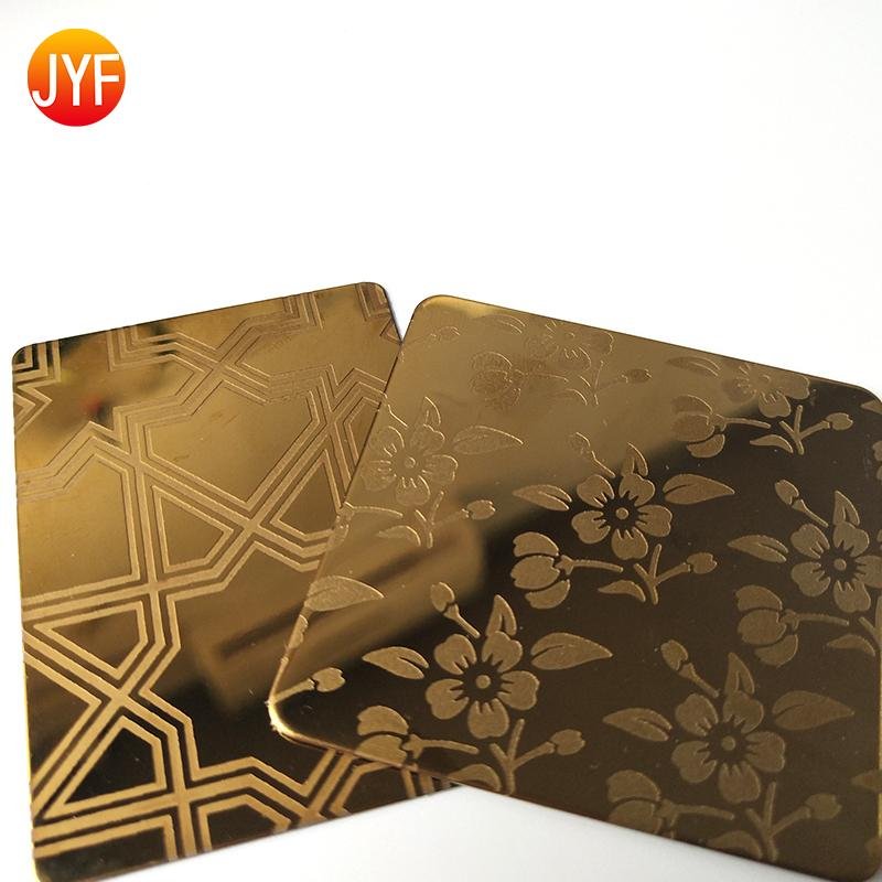 Titanium gold embossed mirror polished stainless steel decorative sheet 4