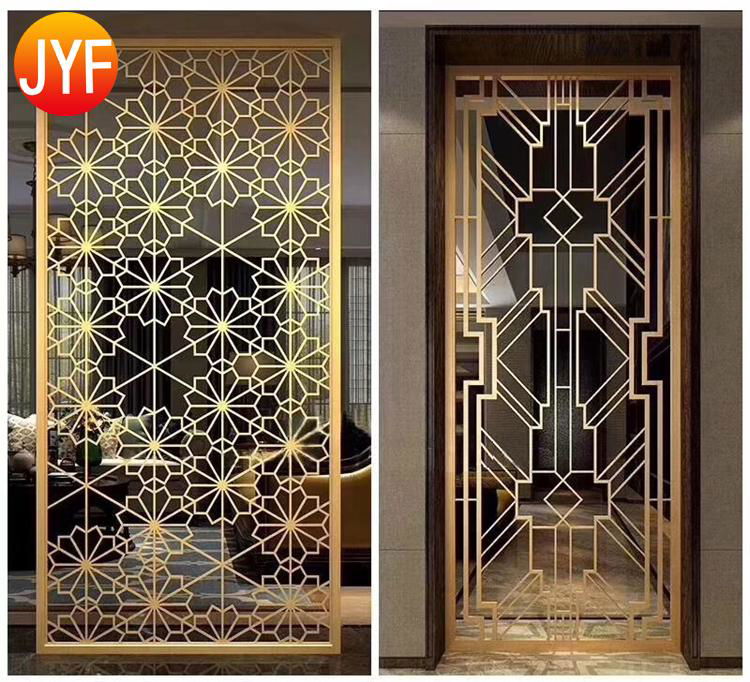 JYFA007 Factory wholesale Titanium gold chinese screens room dividers 5