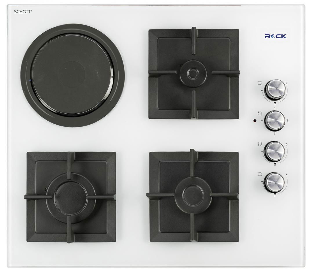 Glass Built-In Hobs / 3 Burners 1 Hot Plate / White