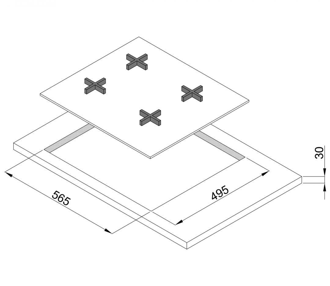 Built-In Enamelled Hobs 4 Burners Black 2