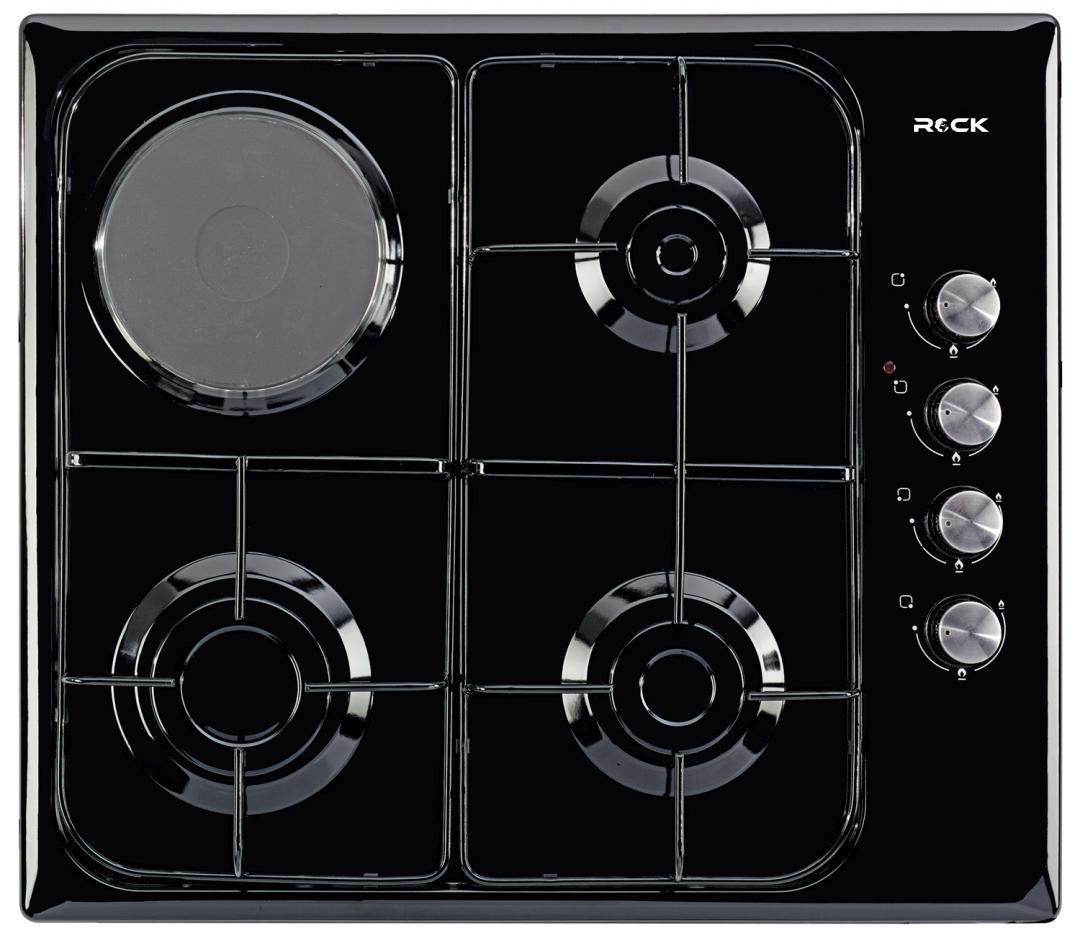 BuiltIn Enamelled Hobs 3 Burners 1 Hot Plate Black RCKAES631F ROCK