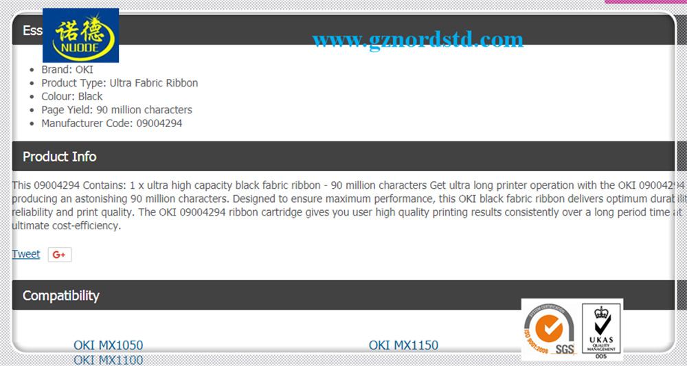 OKI 09004294 Ultra Capacity Ribbon Black for MX1000 Series Line Printers 2