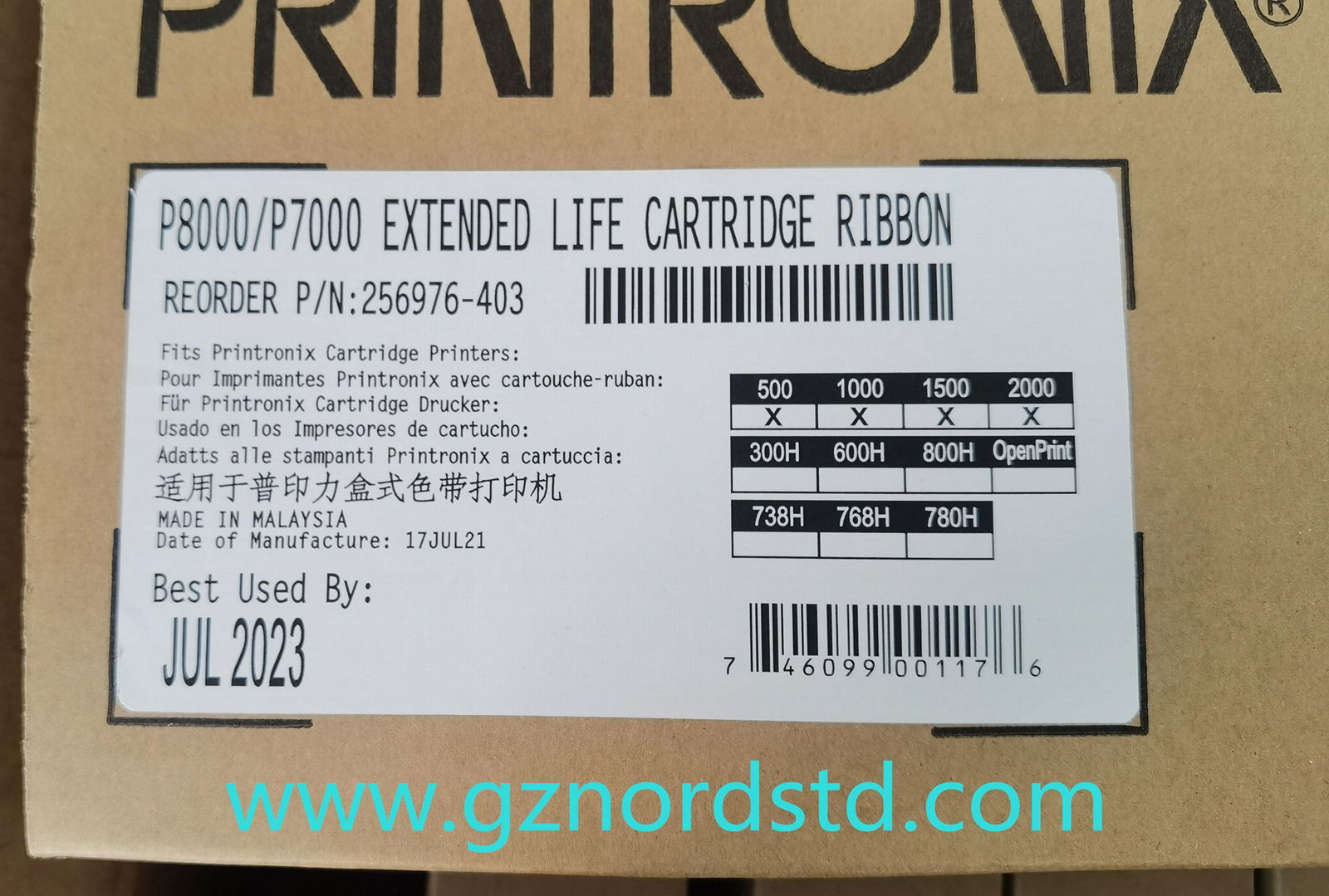 Extended Life Cartridge Ribbon 256976-403  for Printronix P7000/P8000 30K yield 2