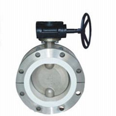 PTFE Full lined flanged butterfly valve