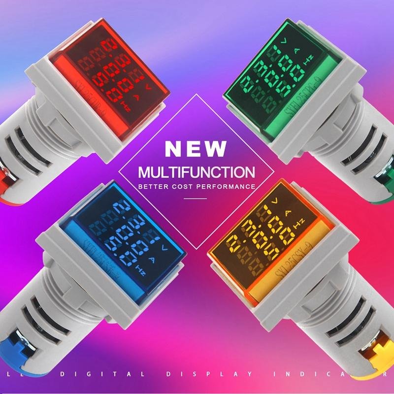 22mm AC 0-100A LED Traid display indicator ammeter voltmeter frequency meter 3