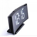 Electronic Alarm mirror Clock Temperature Display Snooze Night Watch