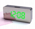 LED Mirror Alarm Clock Digital Snooze Table Clock Temperature Display