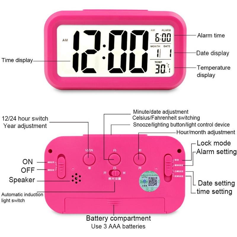 Large Display LED Digital Alarm Clock with Temperature Calendar 2