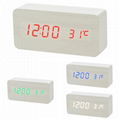 LED Clock Wooden Digital Alarm Clock with Temperature Thermometer