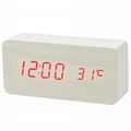 LED Clock Wooden Digital Alarm Clock with Temperature Thermometer