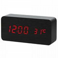 LED Clock Wooden Digital Alarm Clock with Temperature Thermometer