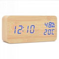 Wooden Electronic Digital Alarm Clock with Hygrometer and Thermometer