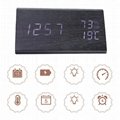 Wooden Electronic LED Digital Alarm Clock Temperature and Humidity Detector 3