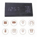 Wooden Electronic LED Digital Alarm Clock Temperature and Humidity Detector