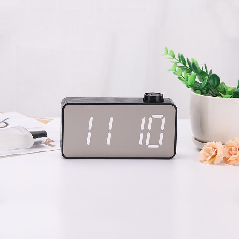 New LED Mirror Digital Alarm Clock Big Display Temperature Show
