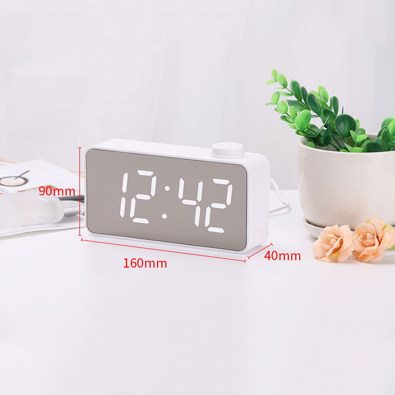 New LED Mirror Digital Alarm Clock Big Display Temperature Show 3