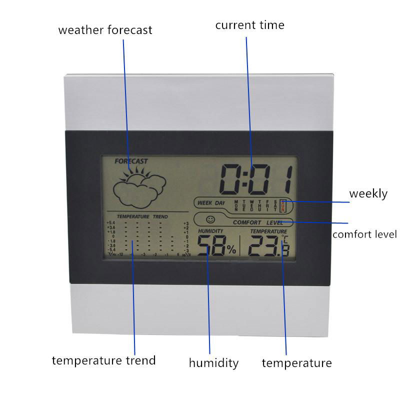 Digital Weather Station Alarm Clock Wall Forecast Thermometer Hygrometer 2