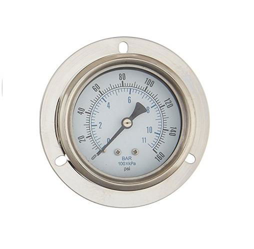all stainless steel pressure gauge with front flange