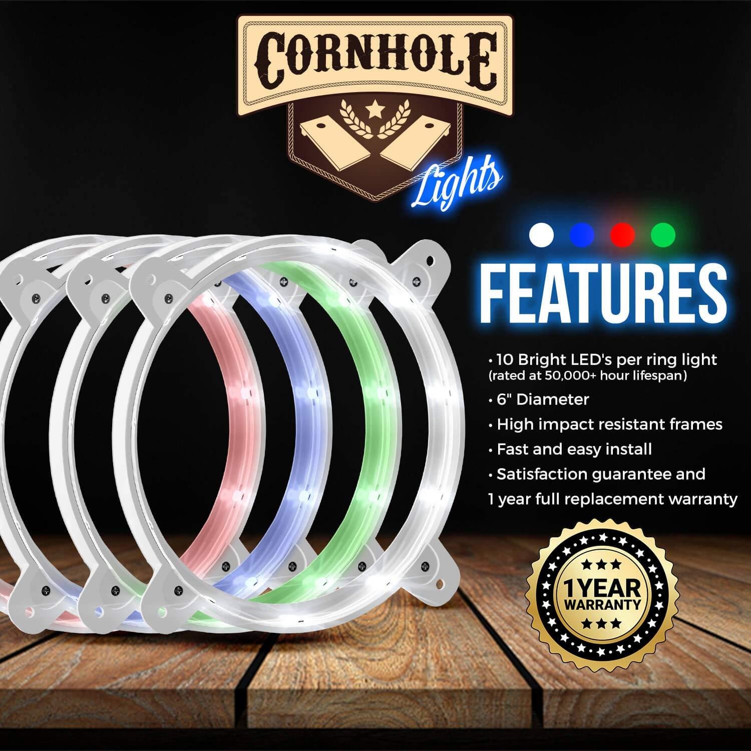 Cornhole Light Set of 2, 6" LED Corn Hole Board Lamp Multi Color to Choose 2