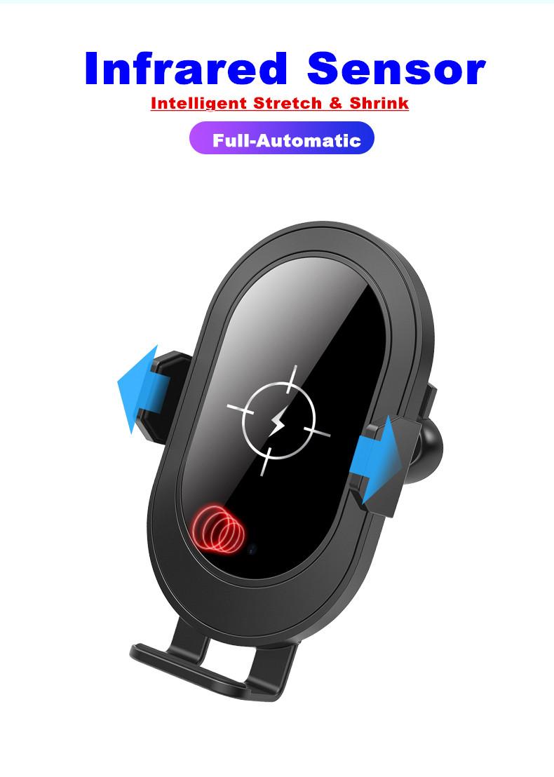 automatic clamping car wireless charger with infrared sensor dashboard holder 5