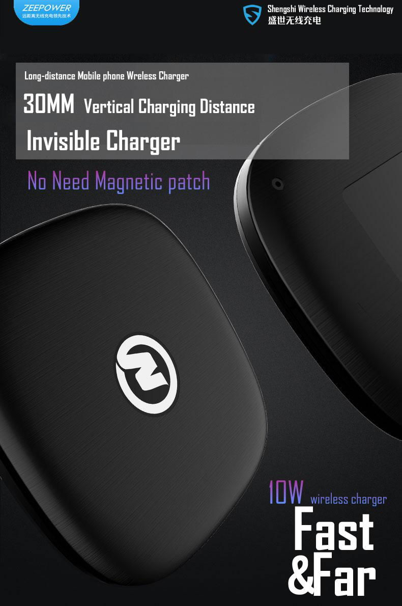 ZeePower 30mm Invisible Wireless Charger  Long distance Fast Wireless Charger 2