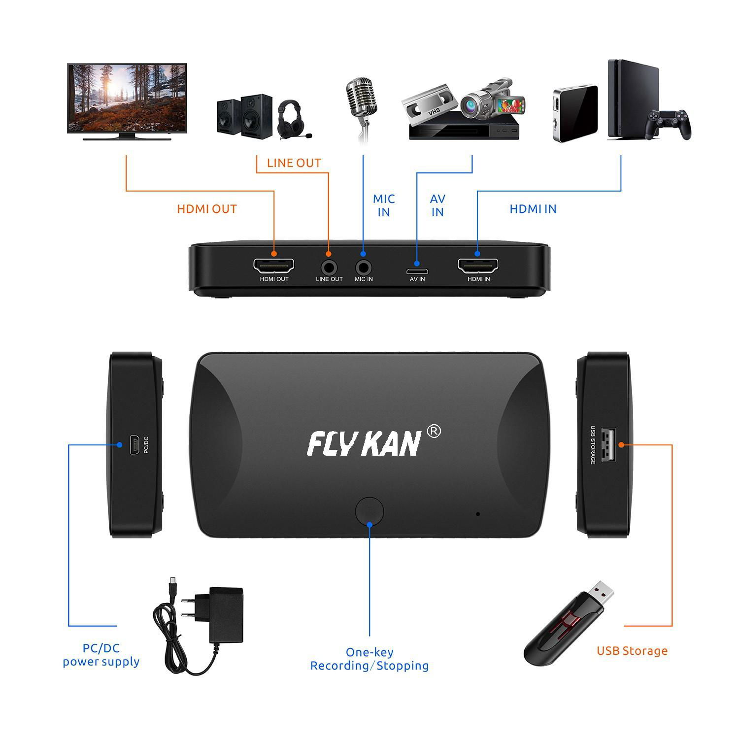 Fly Kan Standalone HD Video Capture Box (HDMI,Composite,Component) 3