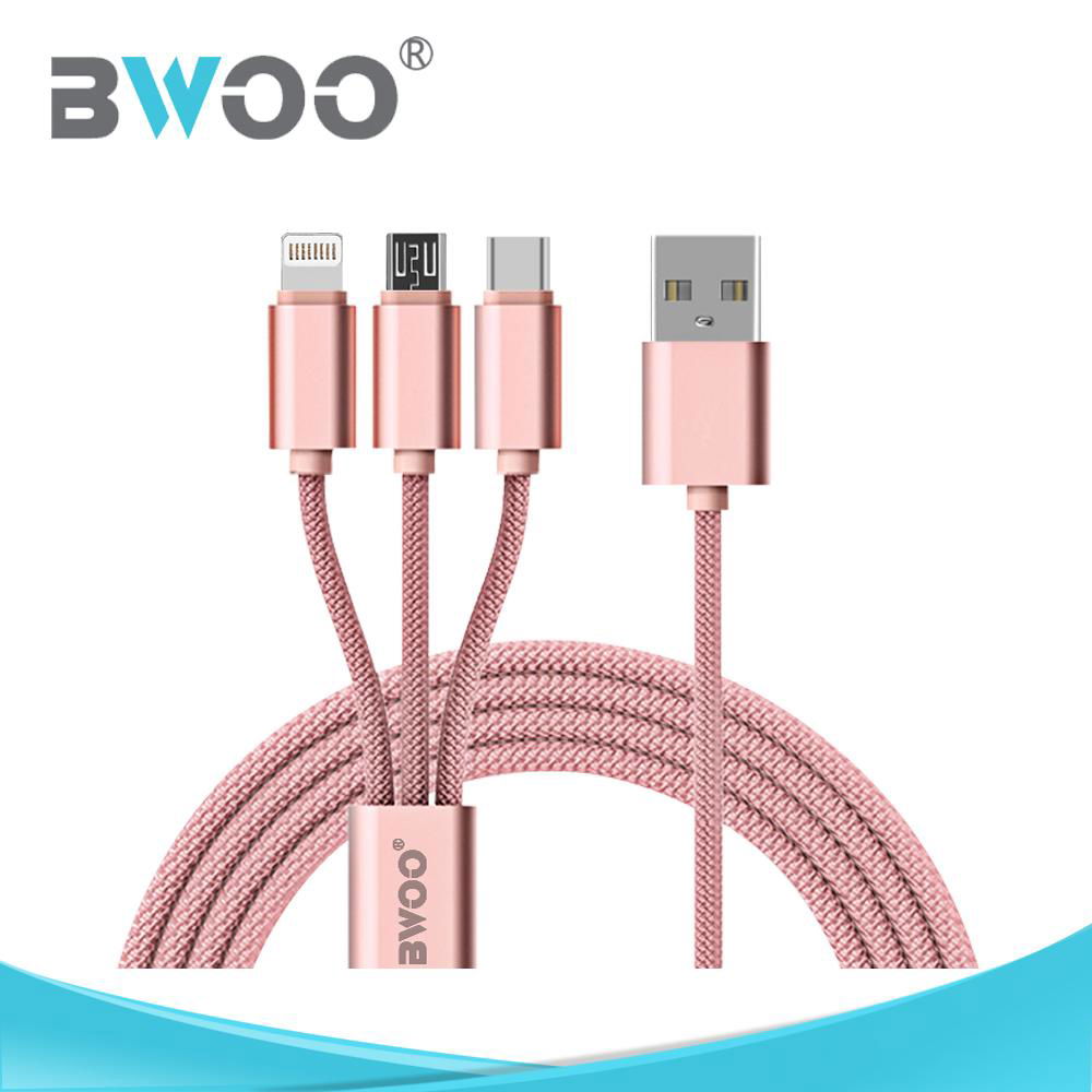 Wholesale Nylon Fast Charging 3 In 1 Usb Data Cable
