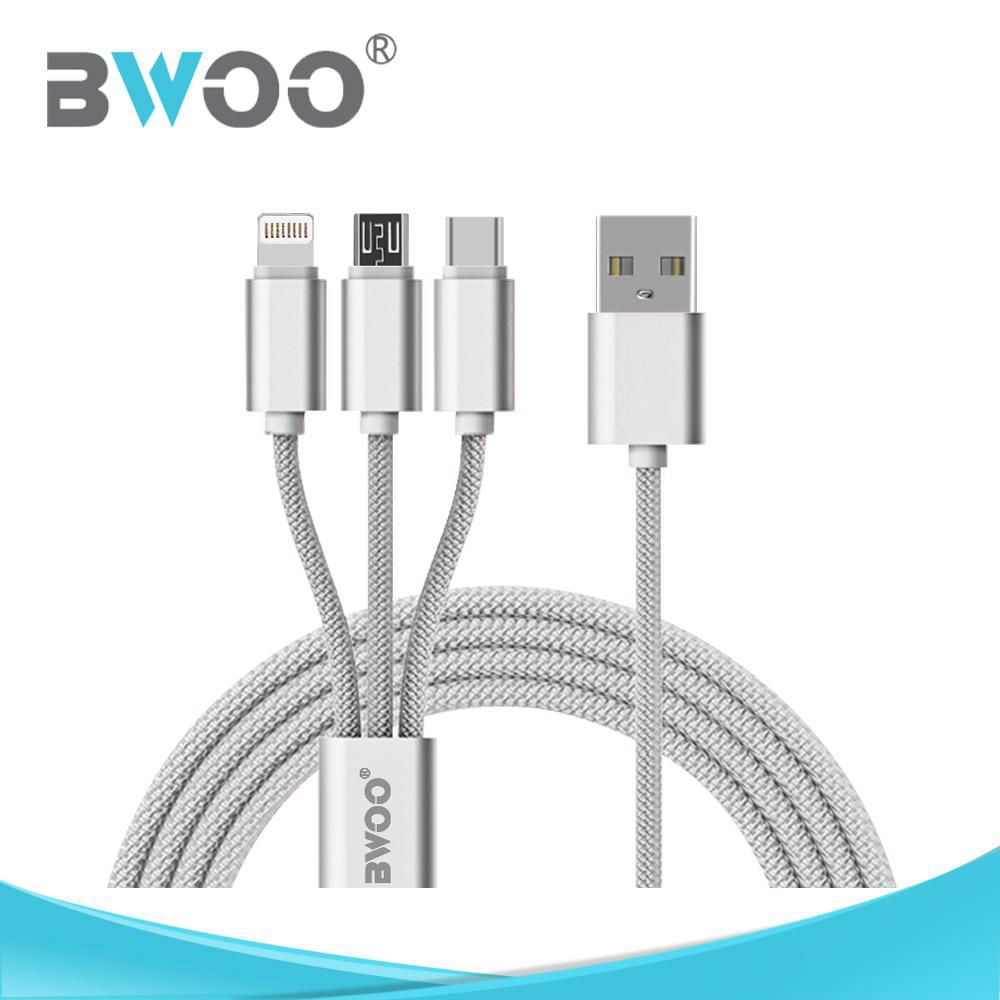 Wholesale Nylon Fast Charging 3 In 1 Usb Data Cable 3