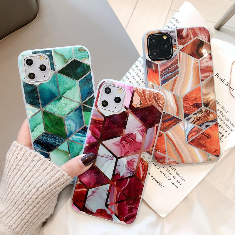 High Quality Marble Electroplating Stitching Case Luxury Phone Cover 2