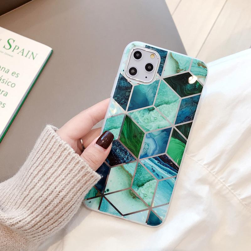 High Quality Marble Electroplating Stitching Case Luxury Phone Cover 3