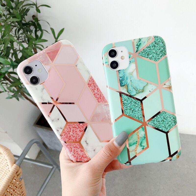 Luxury Rose Gold Case Plating Case Marble Cover for iPhone X XR 