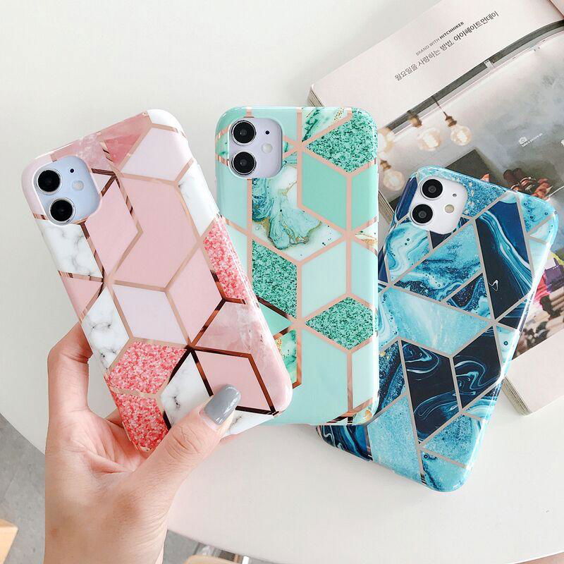 Luxury Rose Gold Case Plating Case Marble Cover for iPhone X XR  5