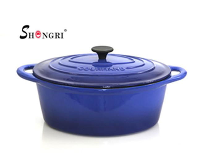 SR170B Blue Cookware Enamel Cast Iron Casseroles With Lid