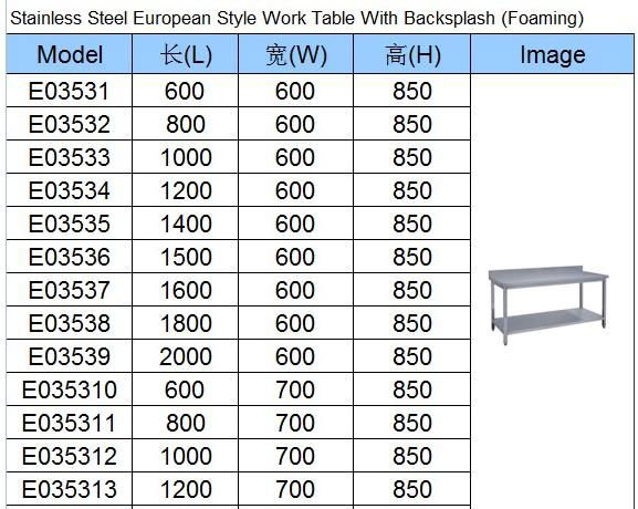 Stainless Steel European Style Work Table with 1 layer (Foaming) 2