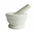 Stone Mortar and Pestle Set - Natural Marble Stone Grinder Bowl Holder for Herbs