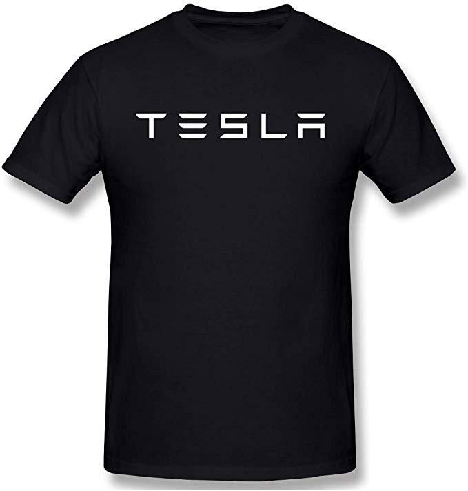 Qinol Mens Classic Tesla Logo T-Shirts 4XL Black