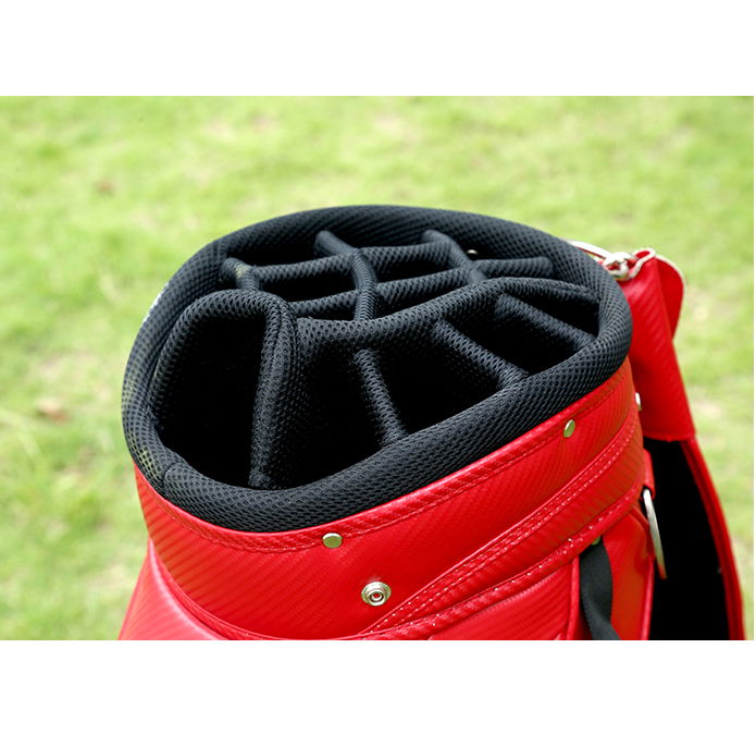 Black and red color PU leather barrel golf club bag 2