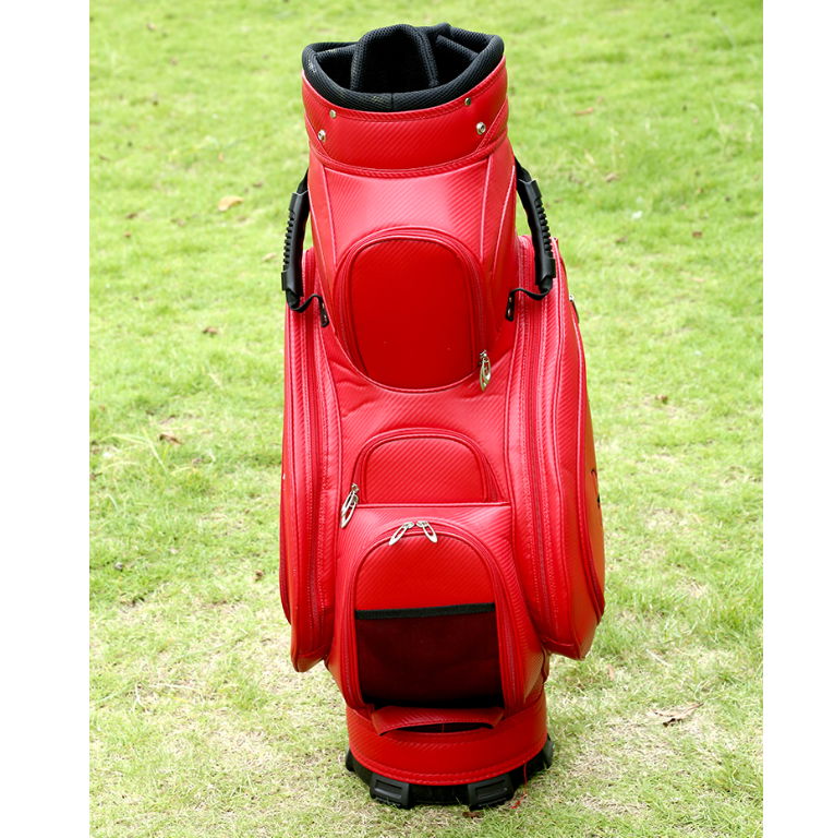 Black and red color PU leather barrel golf club bag 3