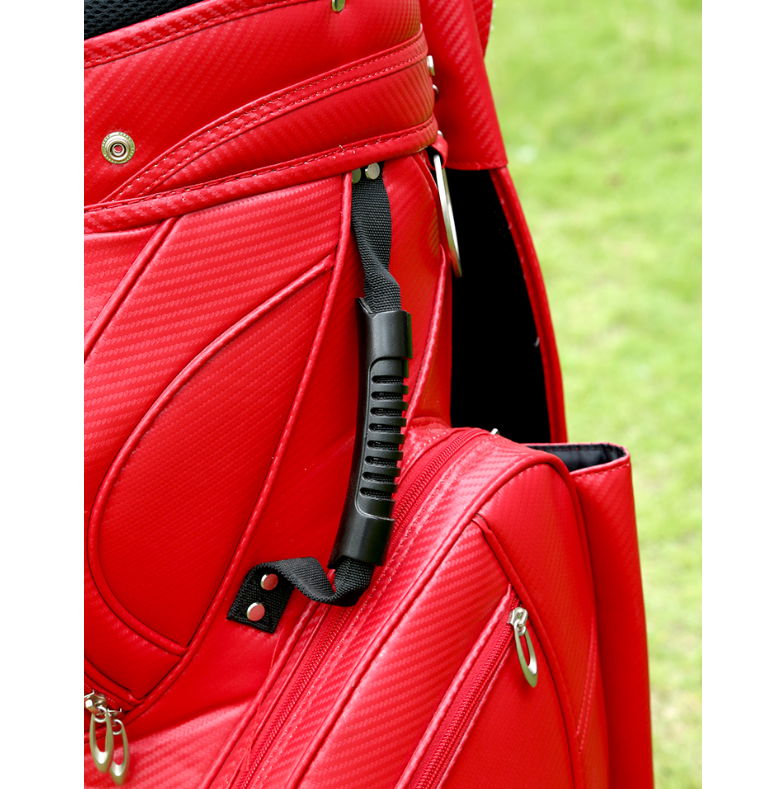 Black and red color PU leather barrel golf club bag 5