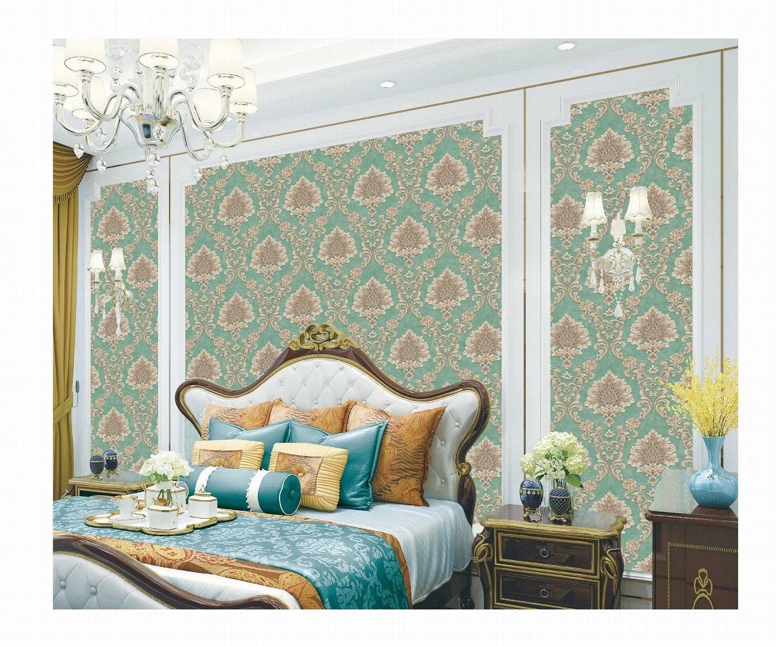 2020 pvc wallpaper wallcoving classic damask new design home decor 5