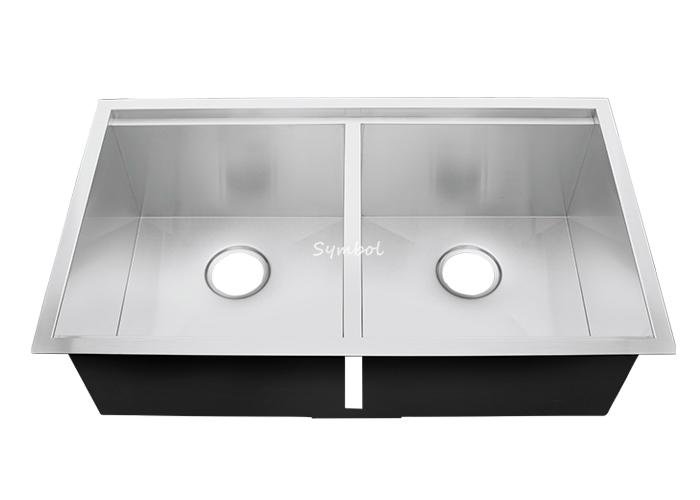 50/50 Double Bowl Undermount Kitchen Sink With Ledge