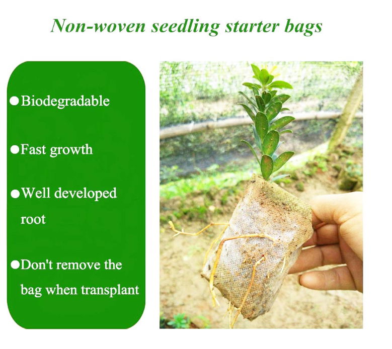 200Pcs Biodegradable Nursery Bags Plant Grow Bags Non-woven Degradable Fabric Se 4