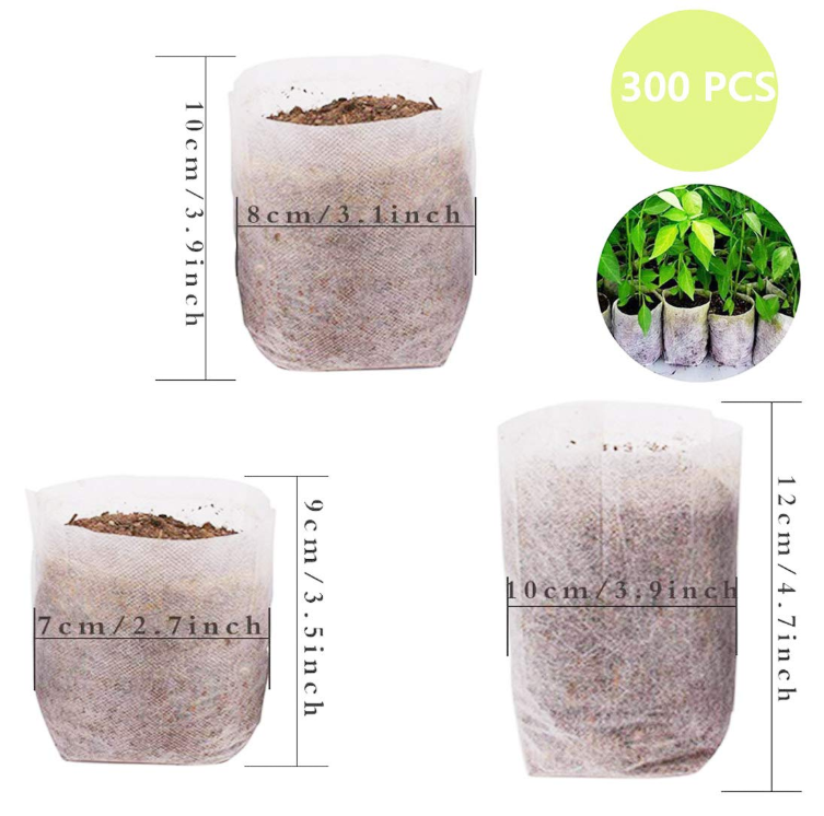 200Pcs Biodegradable Nursery Bags Plant Grow Bags Nonwoven Degradable