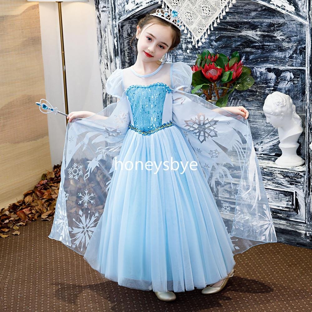 Frozen Elsa Costume for Kids Dress Up Elsa Christmas Party Children Dress 2