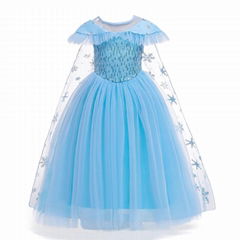 Hot Sale Elsa Princess Costumes Kids Party Dress Frozen Children Dress