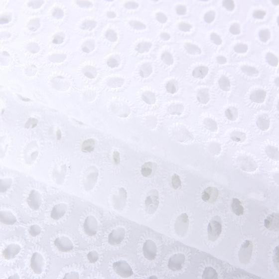 combed hollow out embroidered white cotton eyelet fabric lace